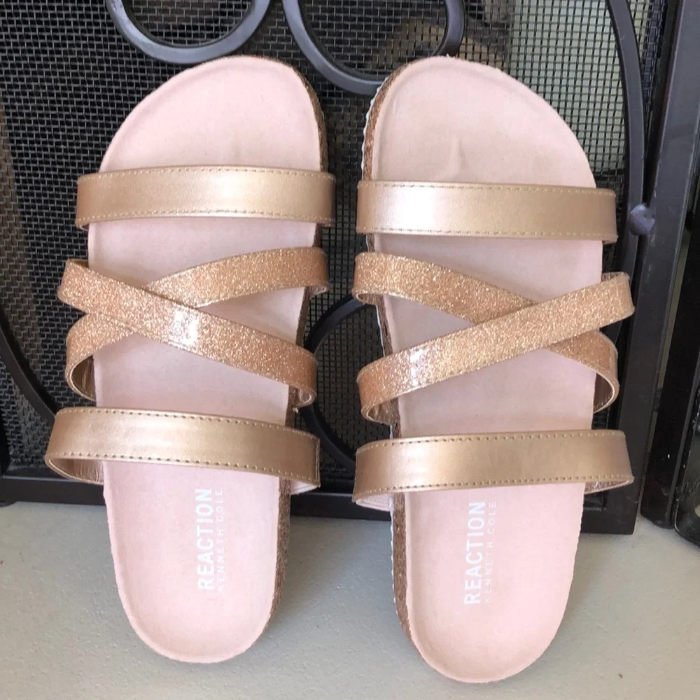 NEW Kenneth Cole Reaction Sandals Janet K - Rose Gold - Glitter GIRLS Sz 3 - Picture 6 of 8